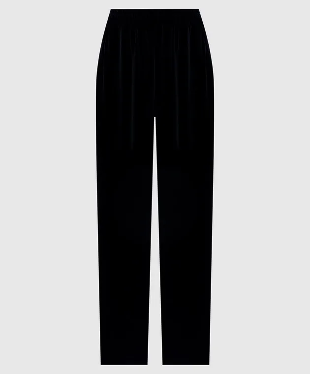 Dolce&Gabbana Pantaloni della tuta in velluto nero con ricamo logo FTC7VZGDCNX