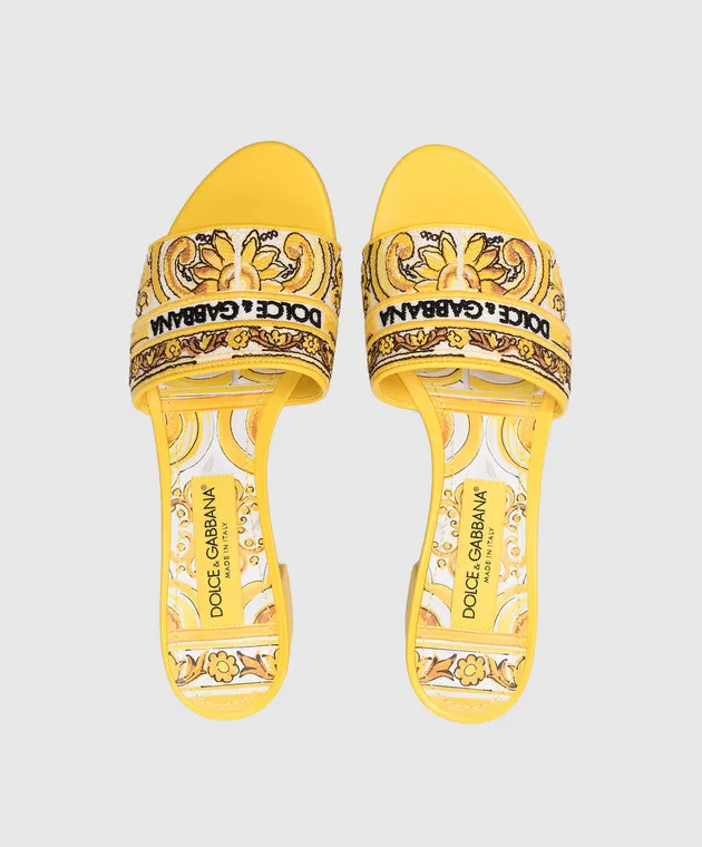 Dolce&Gabbana Sabot combinati Karol gialli con ricamo logo CR1748AV804