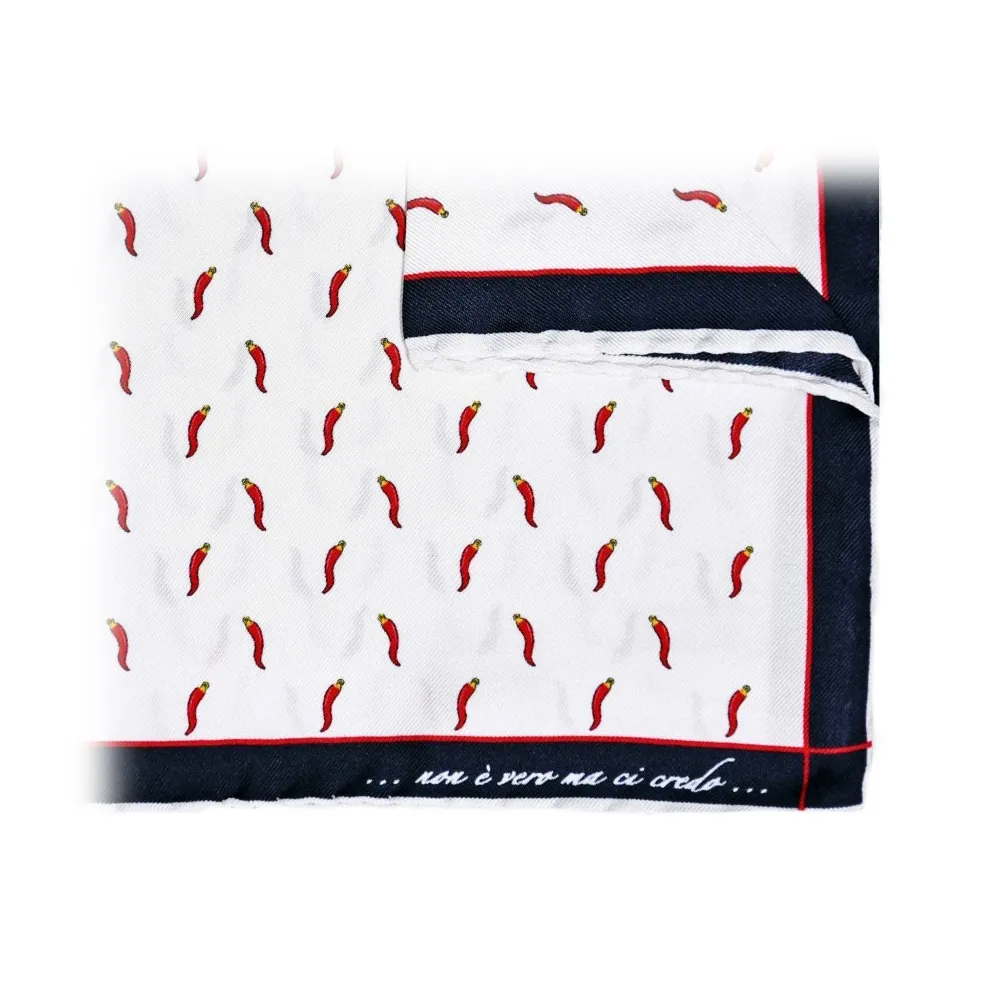 Fefè Napoli - Pochette Seta Scaramantia Cornetto Bianca - Pochette - Handmade in Italy - Luxury Exclusive Collection
