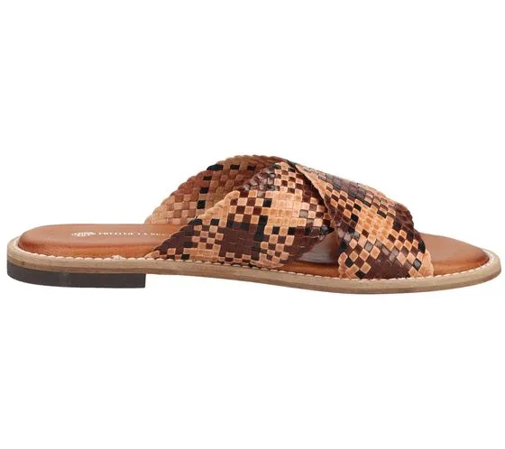 FRED DELA BRETONIERE sandalo sabot da donna in vera pelle con cinturino effetto serpente 170010153 marrone