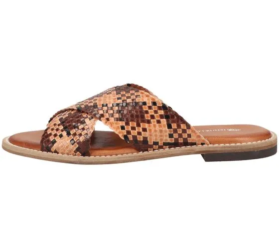 FRED DELA BRETONIERE sandalo sabot da donna in vera pelle con cinturino effetto serpente 170010153 marrone