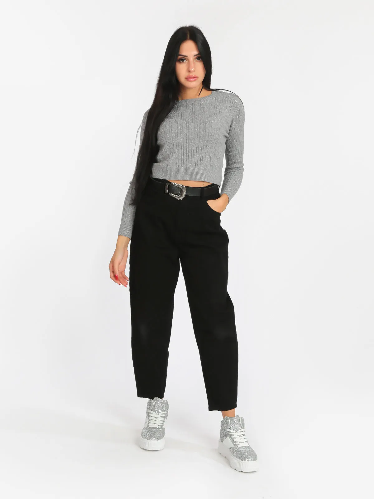 Ghiaccio&Limone Jean push-up ample noir