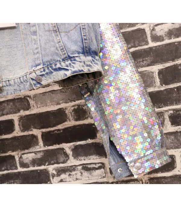 Giubbino denim sequinsleeve
