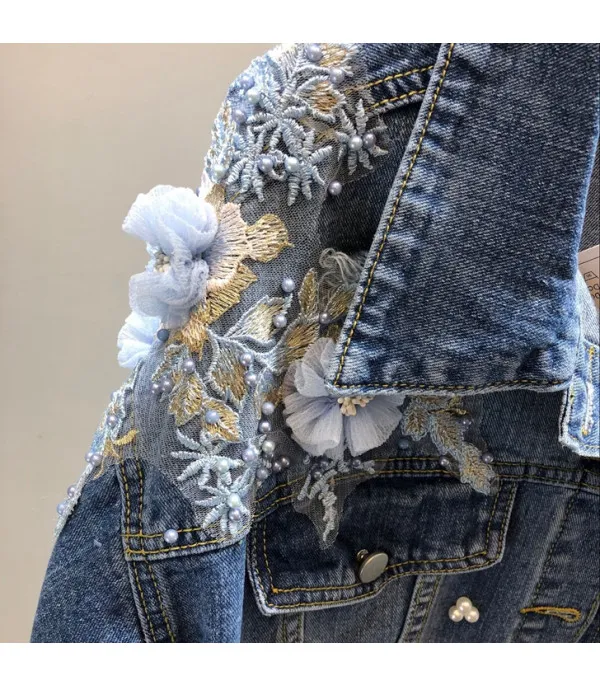 Giubbino jeans fiorito
