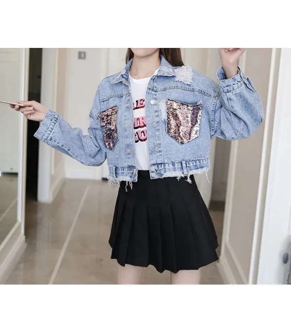 Giubbino jeans pinksequinn