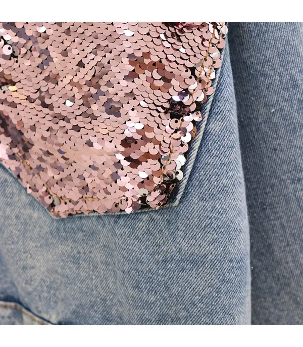 Giubbino jeans pinksequinn