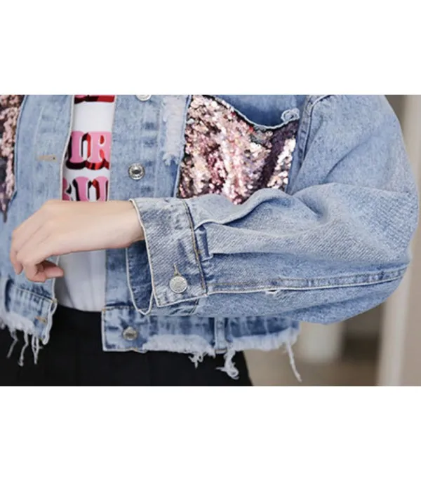 Giubbino jeans pinksequinn