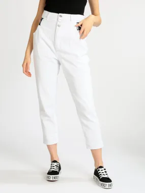 Jessy'S Chic Jean blanc femme avec entrejambe bas