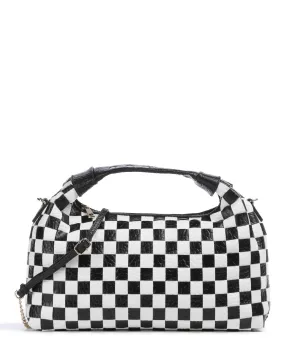  Núnoo New Zealand Dandy Borsa a mano pelle in rilievo nero/bianco  