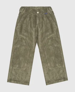 Palm Angels Pantaloni da bambino in velluto a coste verdi con stampa logo PBCF007F24FAB001612