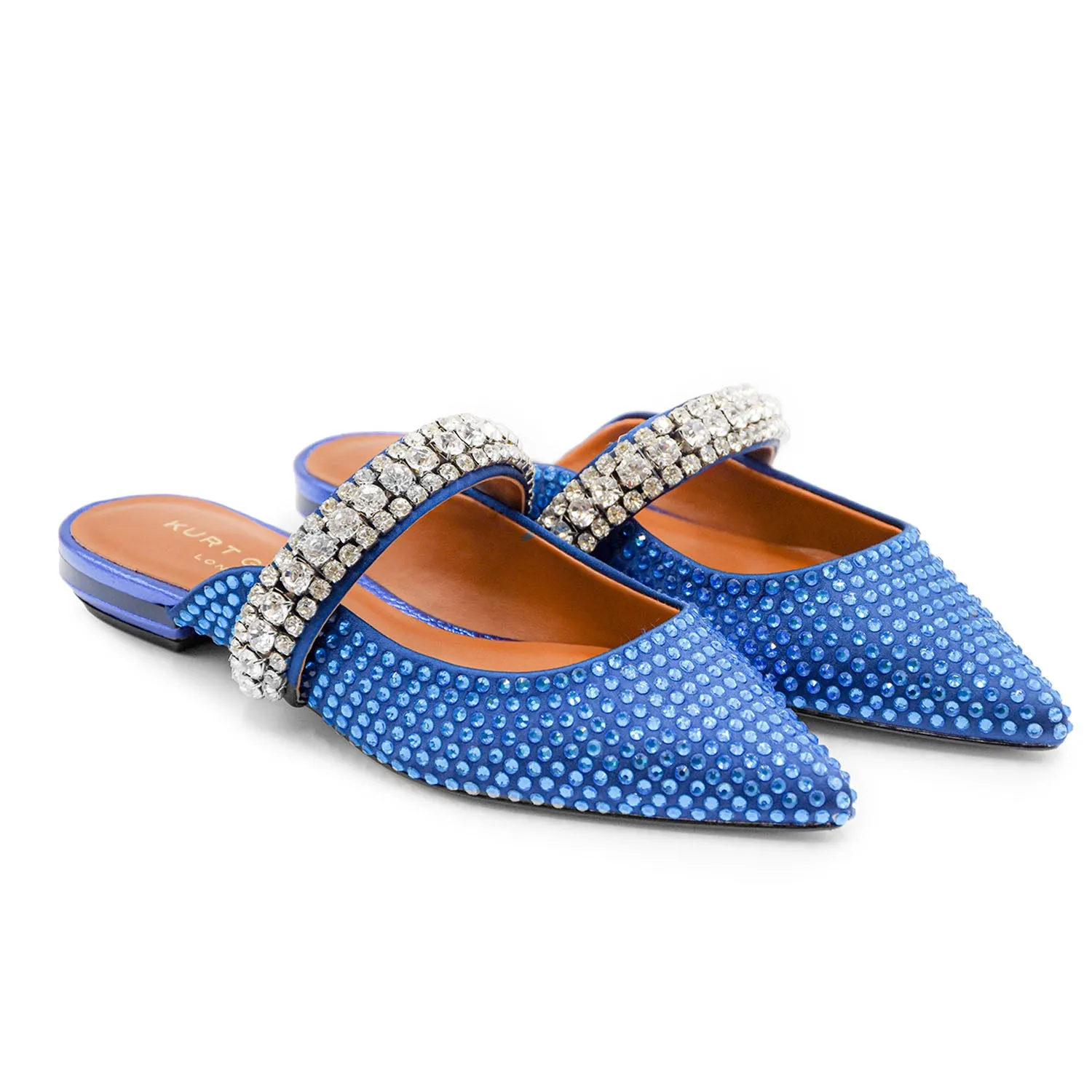 Sabot Kurt Geiger Princely Crystals Donna Blu Cinturino Argento