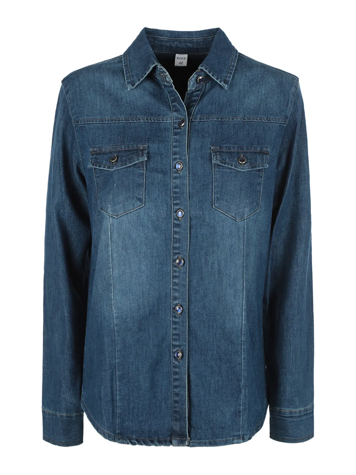 Shiny Design Chemise en jean avec boutons pour femme
