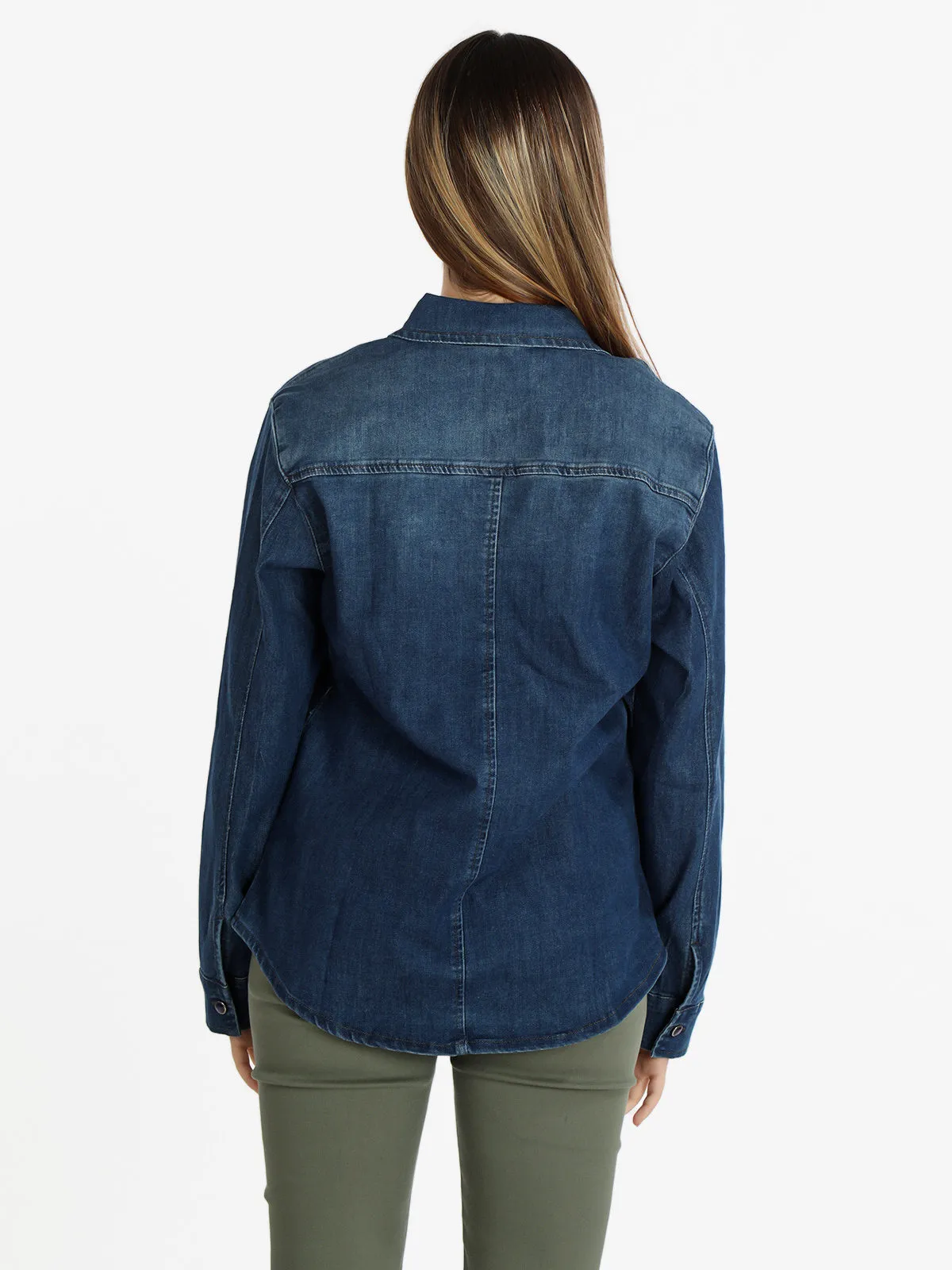 Shiny Design Chemise en jean avec boutons pour femme