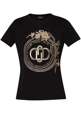 T-shirt con Logo e Strass LIUJO donna