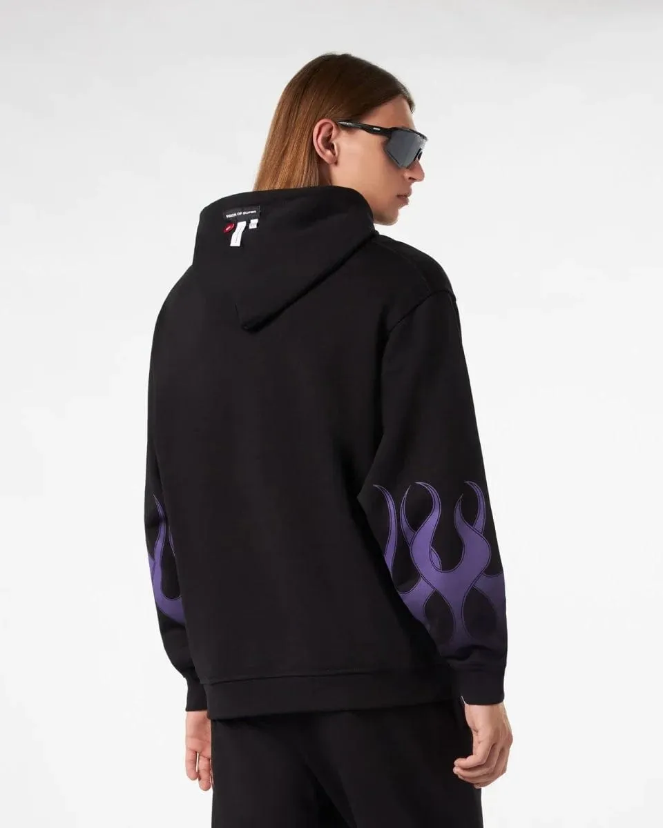 Vision Of Super Felpa con Cappuccio Fiamme Viola